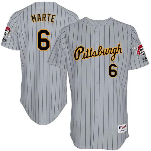 Pirates #6 Starling Marte Grey Strip 1997 Turn Back The Clock Stitched MLB Jersey - Click Image to Close